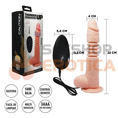 Dildo con sopapa, vibracion y funcion de empuje